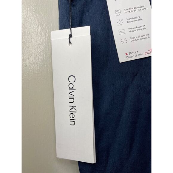 NWT Calvin Klein Men's Slim-Fit Dress Pants in Navy Blue Size 34W 32L - Picture 7 of 12